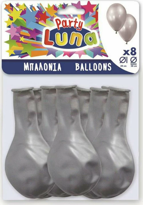 Μπαλόνια 32x28cm Ασημί 8τμχ