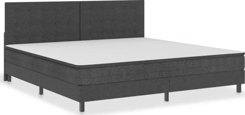 Boxspring Κρεβάτι Υπέρδιπλο Ύφασμα Σκούρο Γκρι Με Στρώμα / Με Τάβλες 200x200cm