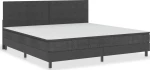 Boxspring Κρεβάτι Υπέρδιπλο Ύφασμα Σκούρο Γκρι Με Στρώμα / Με Τάβλες 200x200cm