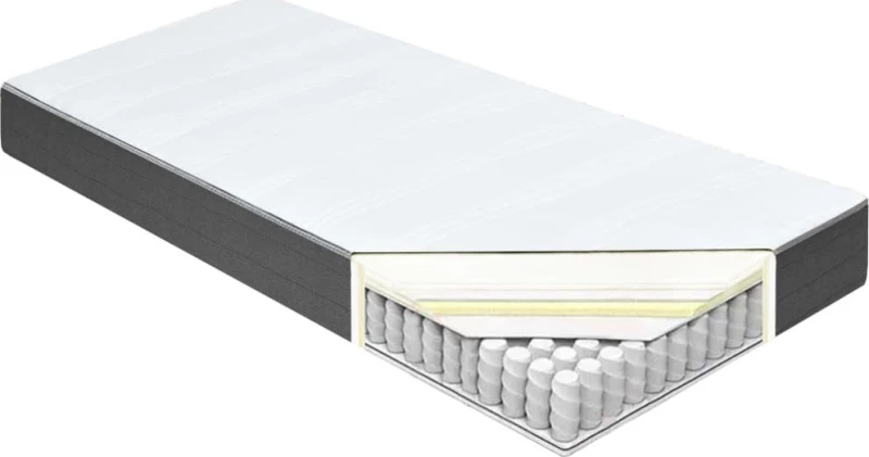 Boxspring Κρεβάτι Υπέρδιπλο Ύφασμα Σκούρο Γκρι Με Στρώμα / Με Τάβλες 200x200cm