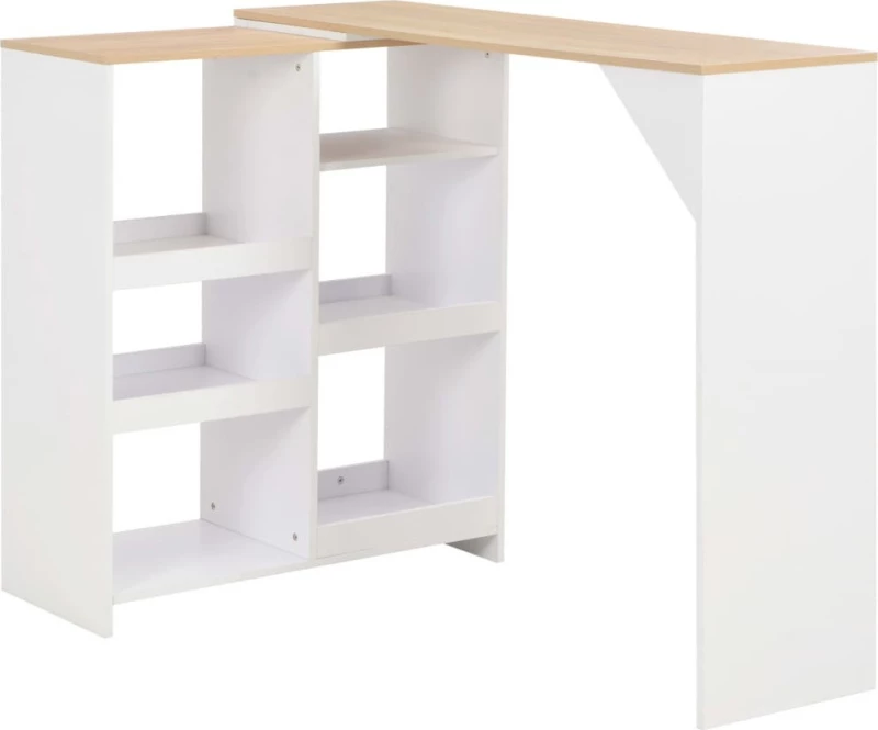 Τραπέζι Μπαρ με Κινητή Ραφιέρα Λευκό 138 x 39 x 110 εκ.
