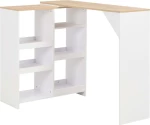 Τραπέζι Μπαρ με Κινητή Ραφιέρα Λευκό 138 x 39 x 110 εκ.
