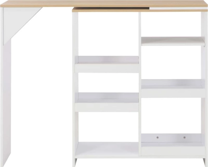 Τραπέζι Μπαρ με Κινητή Ραφιέρα Λευκό 138 x 39 x 110 εκ.