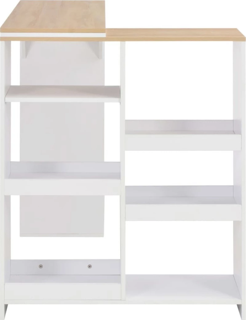 Τραπέζι Μπαρ με Κινητή Ραφιέρα Λευκό 138 x 39 x 110 εκ.