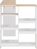 Τραπέζι Μπαρ με Κινητή Ραφιέρα Λευκό 138 x 39 x 110 εκ.