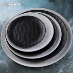 Espiel Wavy Πιάτο Γλυκού από Μελαμίνη Matte Black με Διάμετρο 19cm