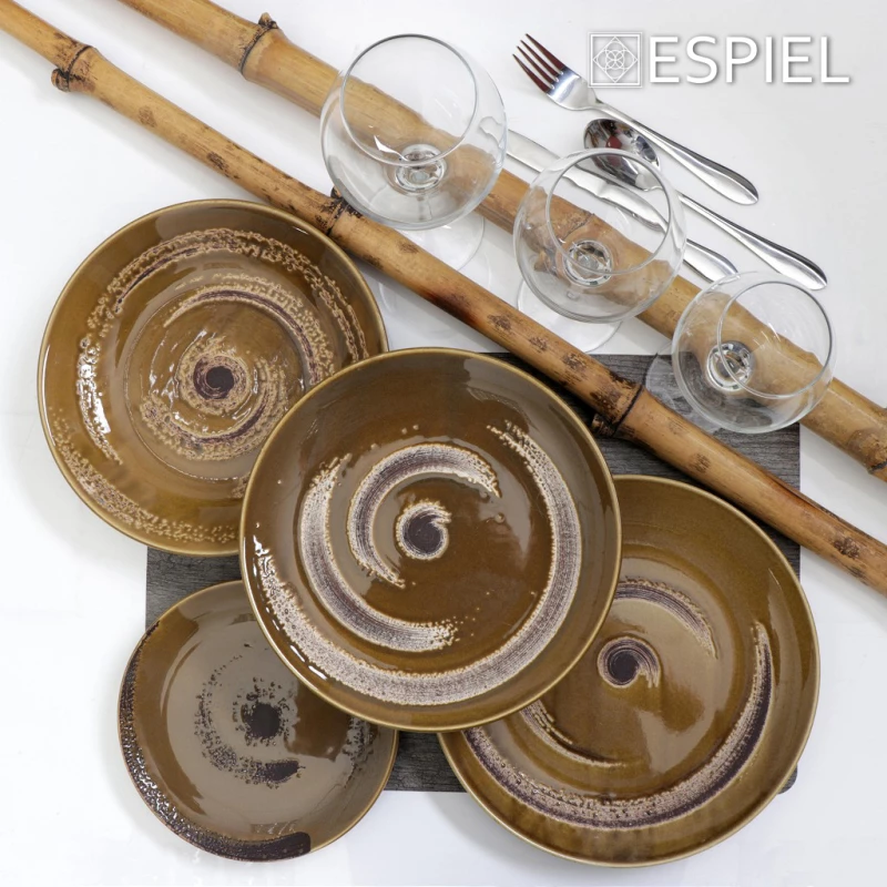 Espiel Typhoon Πιάτο Γλυκού Κεραμικό Καφέ με Διάμετρο 19cm