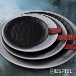 Espiel Wavy Πιάτο Γλυκού από Μελαμίνη Matte Black με Διάμετρο 17cm