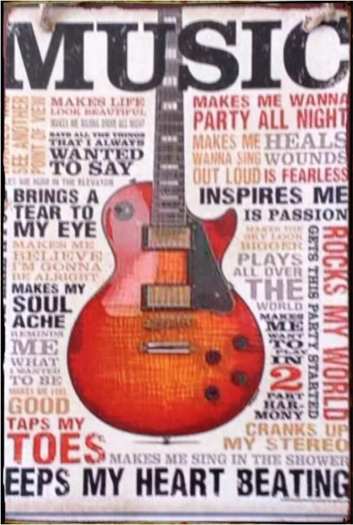 Ξύλινος Ρετρό Πίνακας Χειροποίητος Music 30x20 cm KIR-1203