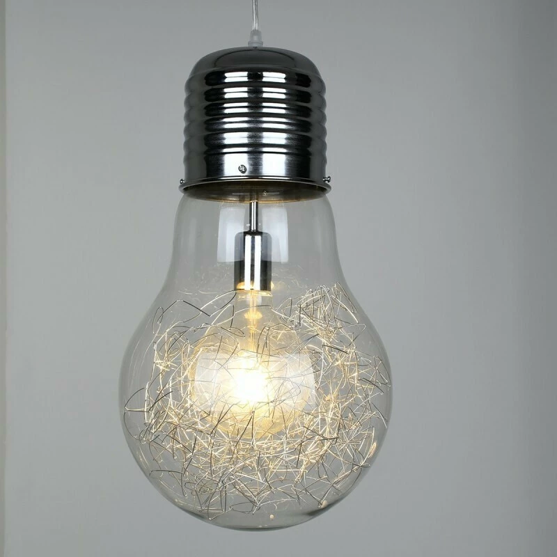 GloboStar Lamp Κρεμαστό Φωτιστικό Μοντέρνο Μονόφωτο Ασημί