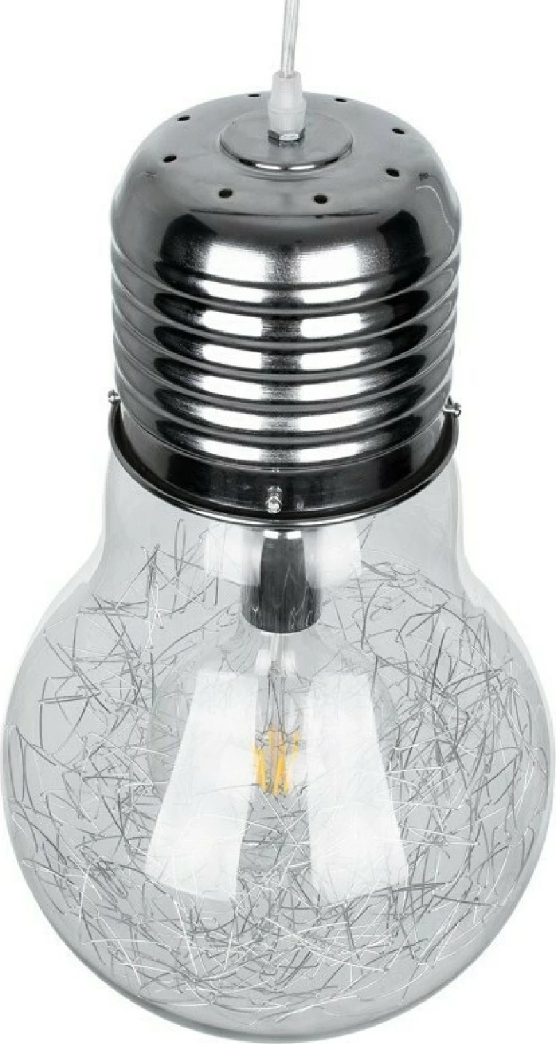 GloboStar Lamp Κρεμαστό Φωτιστικό Μοντέρνο Μονόφωτο Ασημί