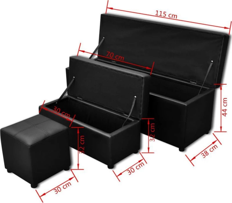 Σκαμπό Σαλονιού με Αποθηκευτικό Χώρο 115x38x44cm 3τμχ
