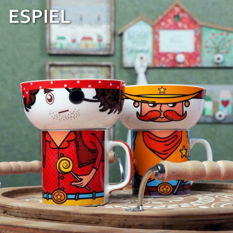 Espiel Cowboy Κούπα από Πορσελάνη Πολύχρωμη 2τμχ