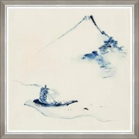 Κάδρο A Person In A Small Boat By Hokusai Fa13350 90X90Cm White-Blue Mindthegap Τετράγωνοι Ξύλο
