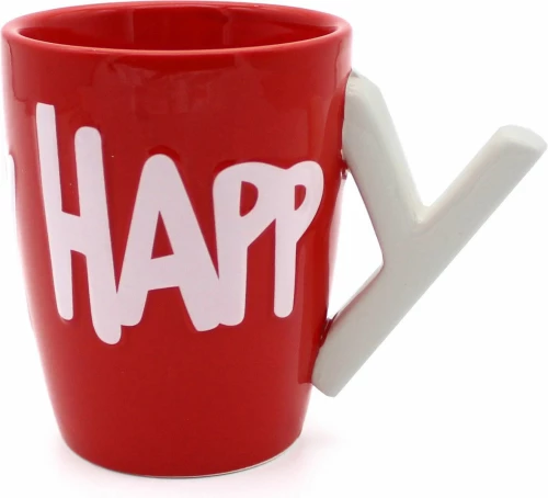 Happy Κούπα Κεραμική Κόκκινη 250ml