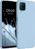 Samsung Galaxy A22 4G - Slim Liquid Silicone Gel Rubber Case Soft Touch Back Cover matte Light Blue (oem)