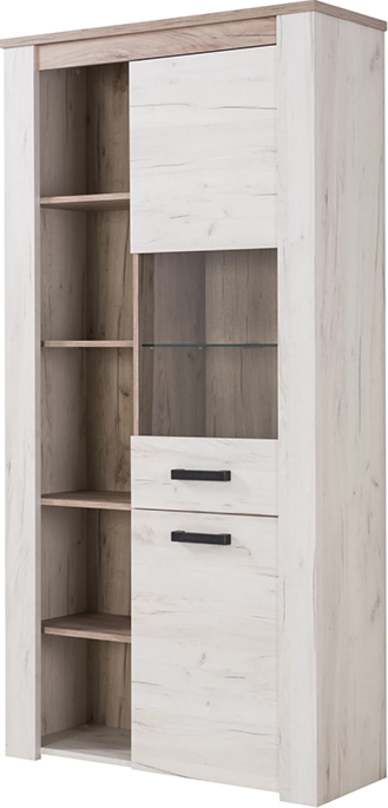 Βιτρίνα Σαλονιού Kent POP V Grey Oak / White Oak 99.5x36.5x195cm