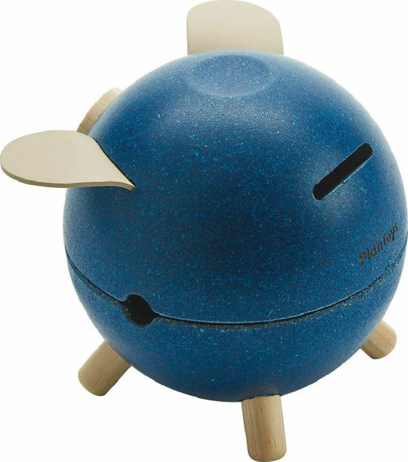 Plan Toys Κουμπαράς Ξύλινος Γουρουνάκι Μπλε