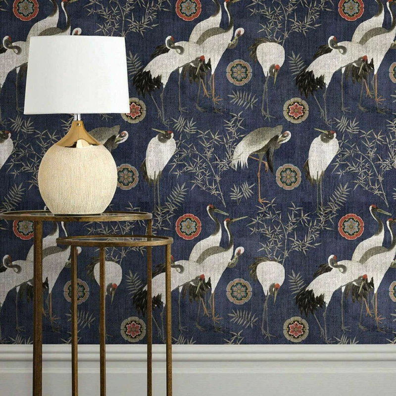 Ταπετσαρία Tsuru Indigo WP20392 Blue-White-Black MindTheGap 52x300cm