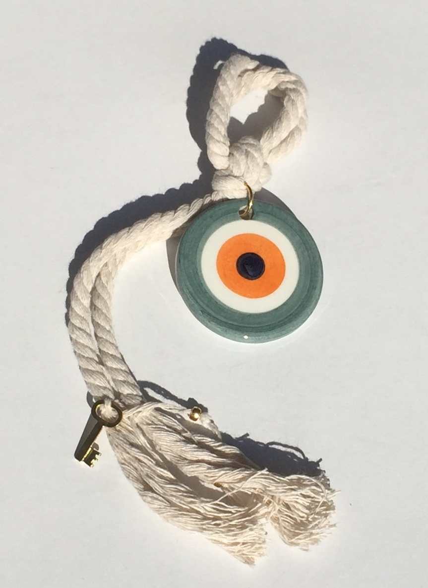 Μάτι χειροποίητο green/ivory 7 εκ.