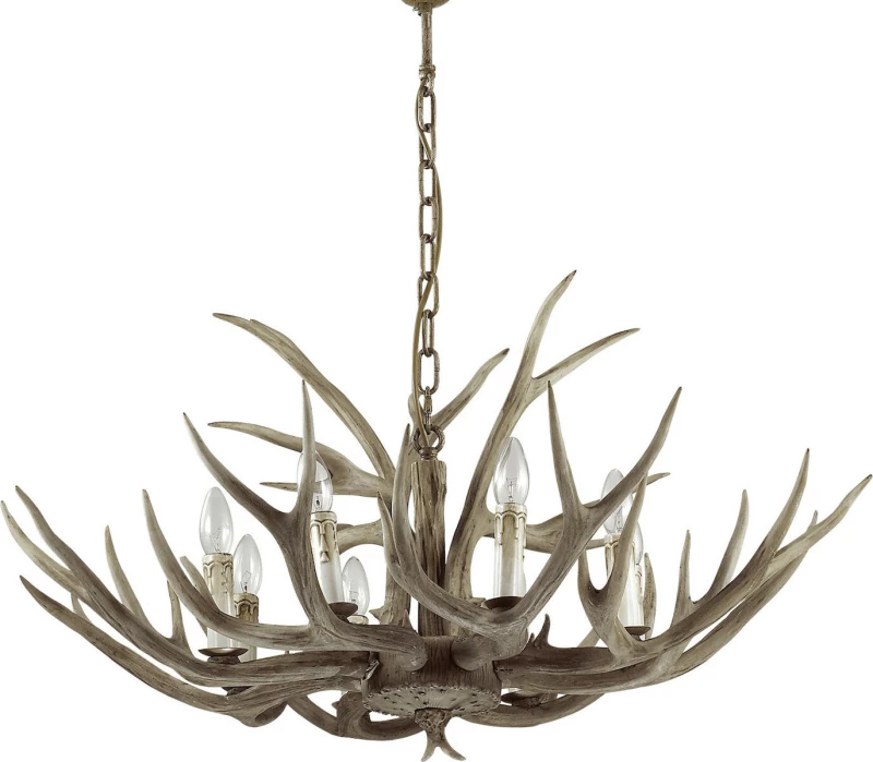 Ideal Lux Πολυέλαιος 8xE14 Ø91cm με Ξύλο Μπεζ 115504