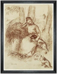 Κάδρο Peasant Girl By Renoir FA13260 60x80cm Brown MindTheGap Κάθετοι Ξύλο