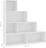 Βιβλιοθήκη/Διαχωριστικό Χώρου Λευκό 155x24x160 εκ. Μοριοσανίδα