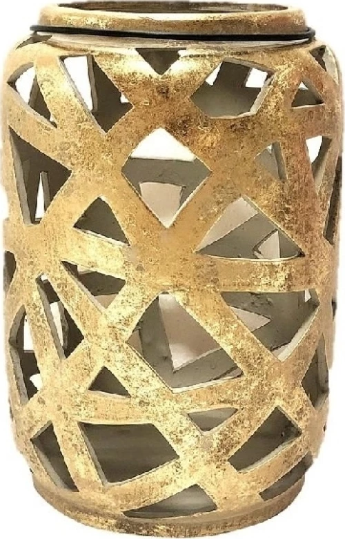 Espiel Φαναράκι Κεραμικό Χρυσό 13.5x13.5x20.5cm