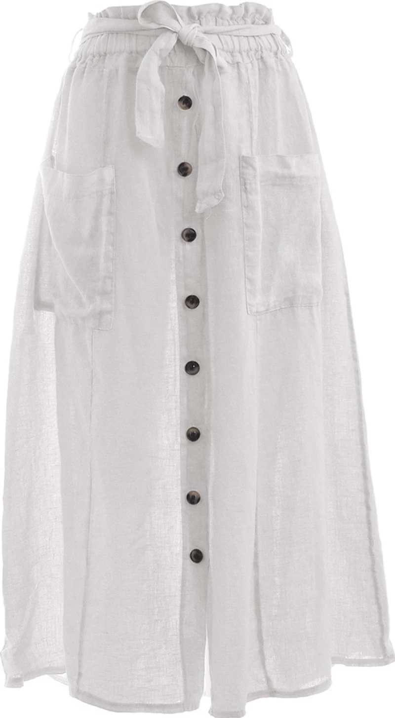 Ble Resort Collection Λινή Maxi Φούστα σε Λευκό χρώμα