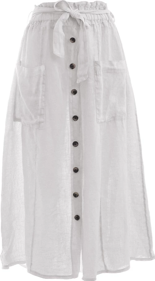 Ble Resort Collection Λινή Maxi Φούστα σε Λευκό χρώμα