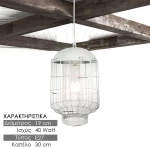 Bird Cage Κρεμαστό Φωτιστικό Μοντέρνο Μονόφωτο Λευκό