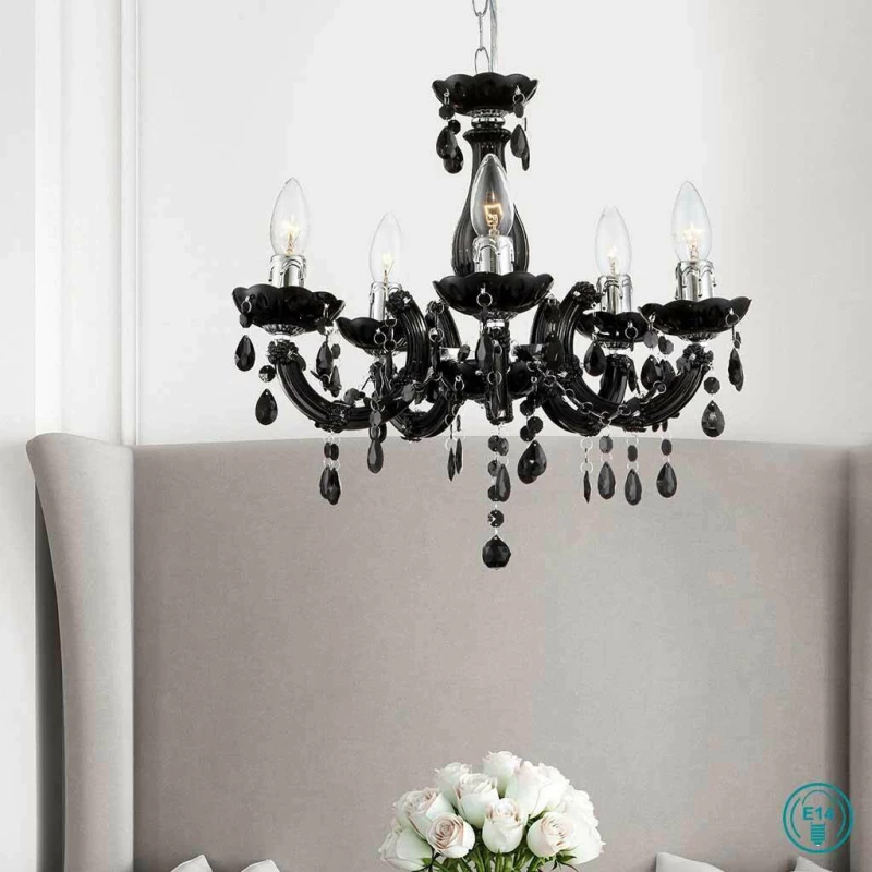 Globo Lighting Cuimbra Πολυέλαιος 6xE14 με Κεράκια Μαύρος 63110-6
