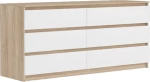 Sono Κομοτα 6Συρταρια Sonoma Λευκο High Gloss 153X46Xh91Cm