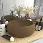vidaXL 147007 Επικαθήμενος Νιπτήρας Κεραμικός 40x40cm Καφέ
