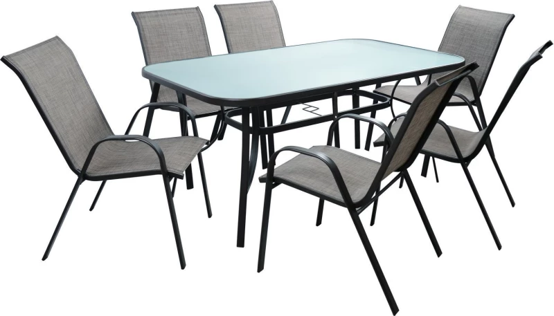 Homemarkt Σετ Τραπεζαριας 7Τμχ 160X90 Bruno 6 Leon Πολυθρονα Hm5206.01