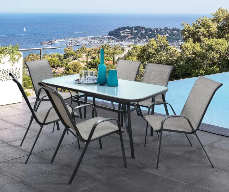 Homemarkt Σετ Τραπεζαριας 7Τμχ 160X90 Bruno 6 Leon Πολυθρονα Hm5206.01