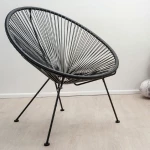 ACAPULCO Πολυθρόνα Μέταλλο Βαφή Μαύρο, Rattan Μαύρο-Ε245,2-Μέταλλο/Wicker-1τμχ- 73x76x89cm
