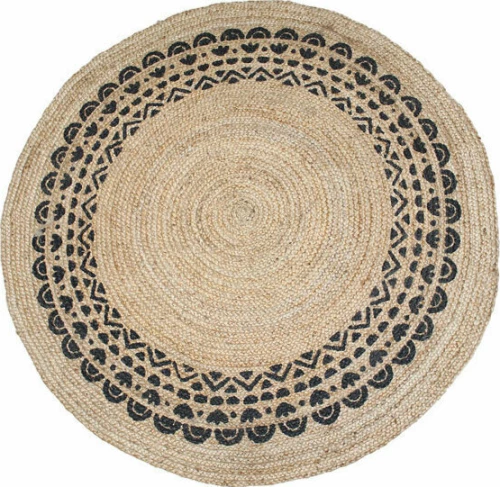 Ψάθινο Χαλί Mirano Black 150cm Ø 150 cm Στρογγυλό