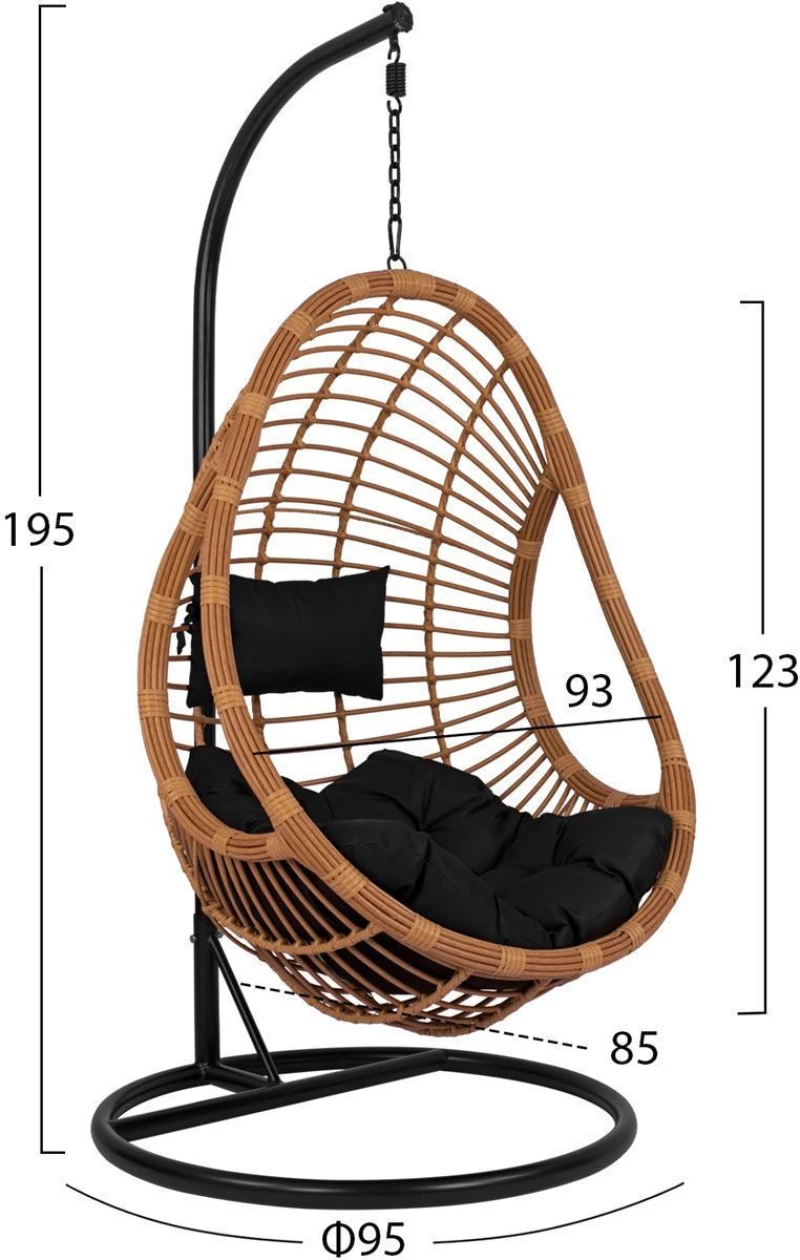 Κούνια Φωλιά Rattan 95x95x195cm