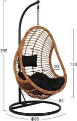 Κούνια Φωλιά Rattan 95x95x195cm