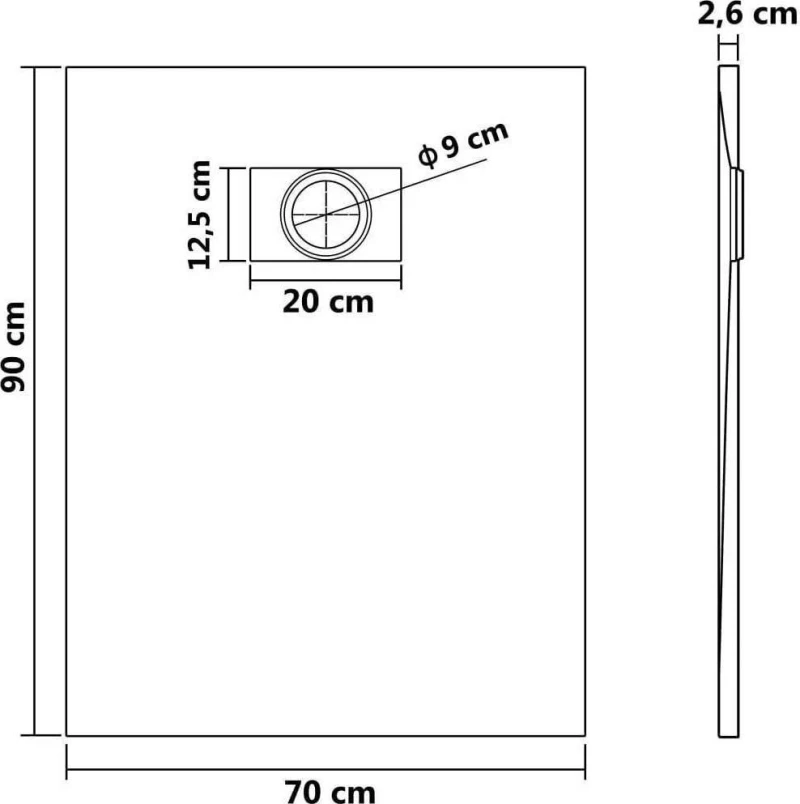 vidaXL 144777 Ντουζιέρα 90x70cm