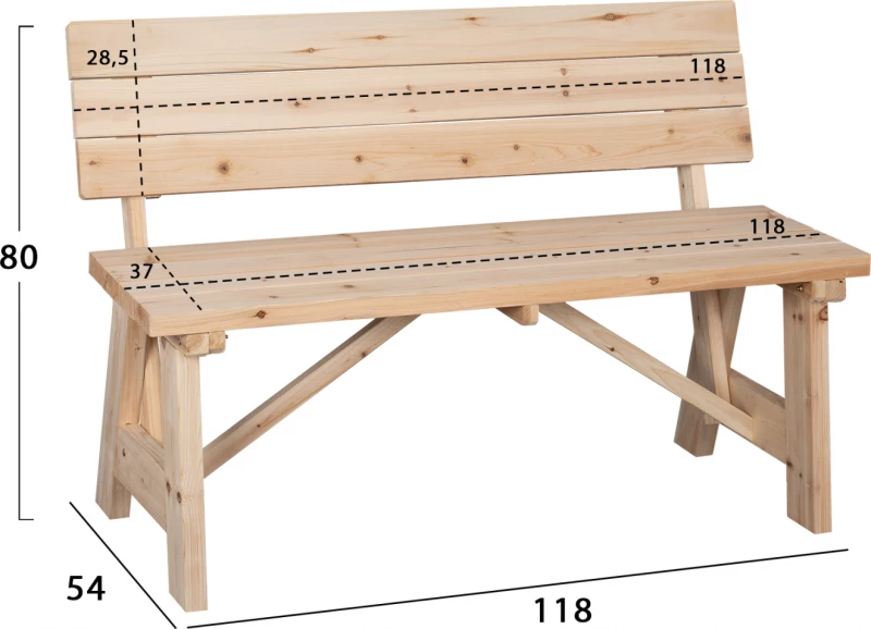 Παγκάκι HM5668.01 Φυσικό 118x54x80cm