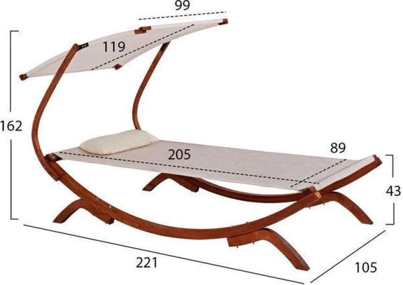 Ξαπλώστρα Ξύλινη Colby 221x105x162cm