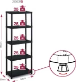 Ραφιέρα Πλαστική Qblack 3060 S/5 60x30x165cm
