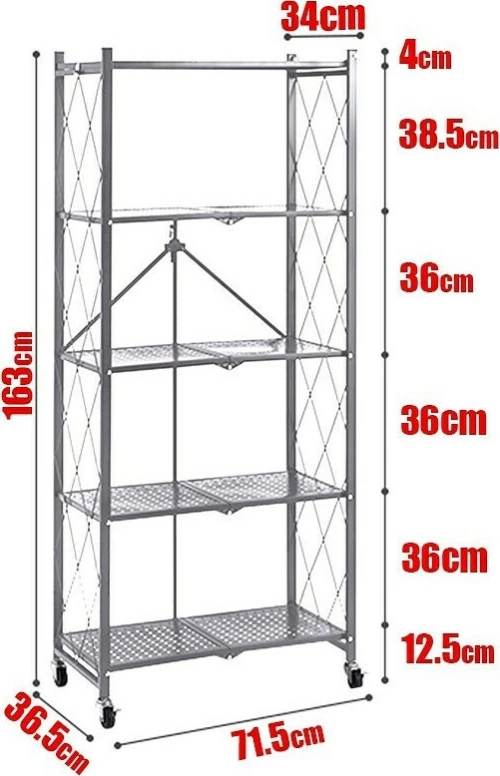 Τροχήλατη Ραφιέρα Πέντε Επιπέδων 163x71cm Γκρι