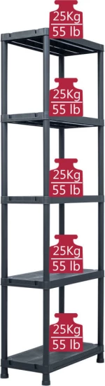 Ραφιέρα Μαύρη 125 κ. 60 x 30 x 180 εκ. Πλαστική