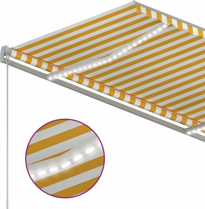 vidaXL Τέντα Πτυσσόμενη 3x2.5m με LED Κίτρινο / Λευκό