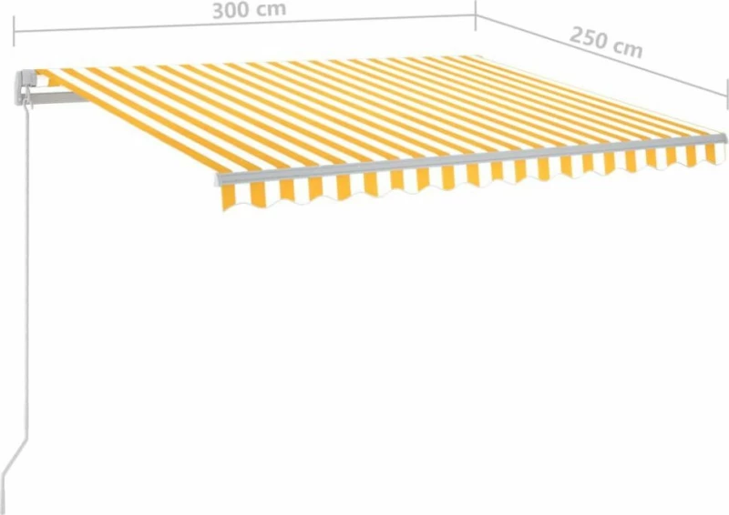 vidaXL Τέντα Πτυσσόμενη 3x2.5m με LED Κίτρινο / Λευκό