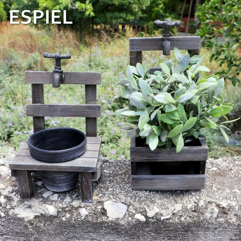Espiel Κασπώ Γλαστράκι Καρέκλα Γκρι/καφέ 23cm