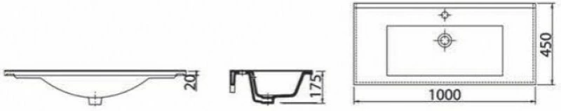 BEL100 Ένθετος Νιπτήρας Πορσελάνης 100x45cm Λευκός